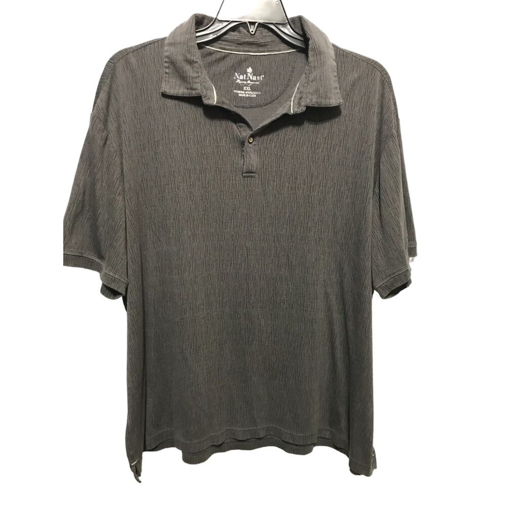 Nat Nast Men's Short Sleeve Polo Shirt Size XXL Gray Modal Blend Golf Casual